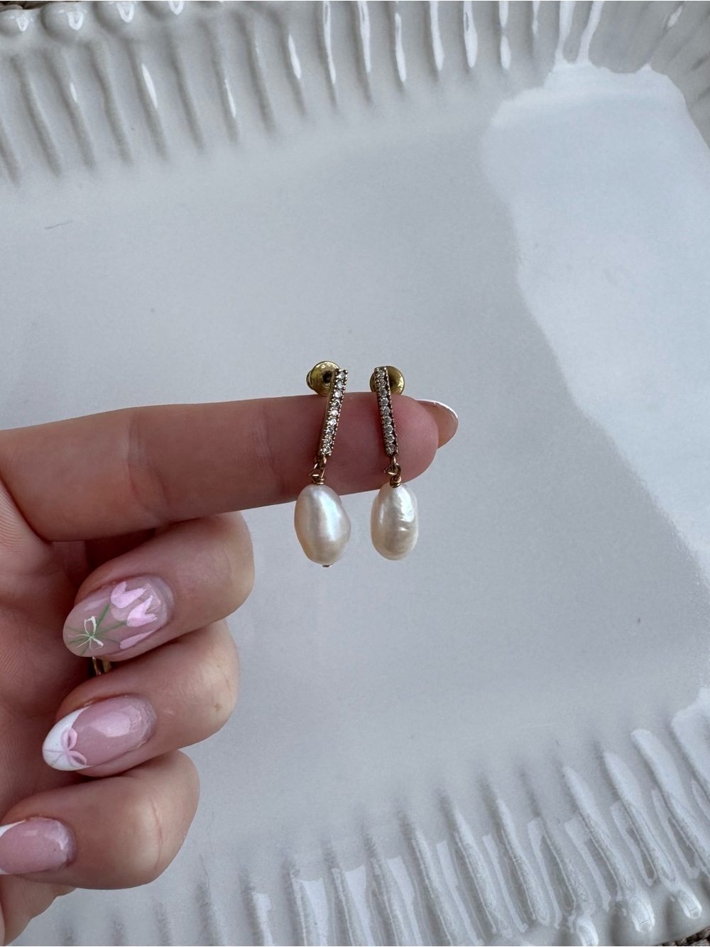 Gold Pearl Drop Earrings